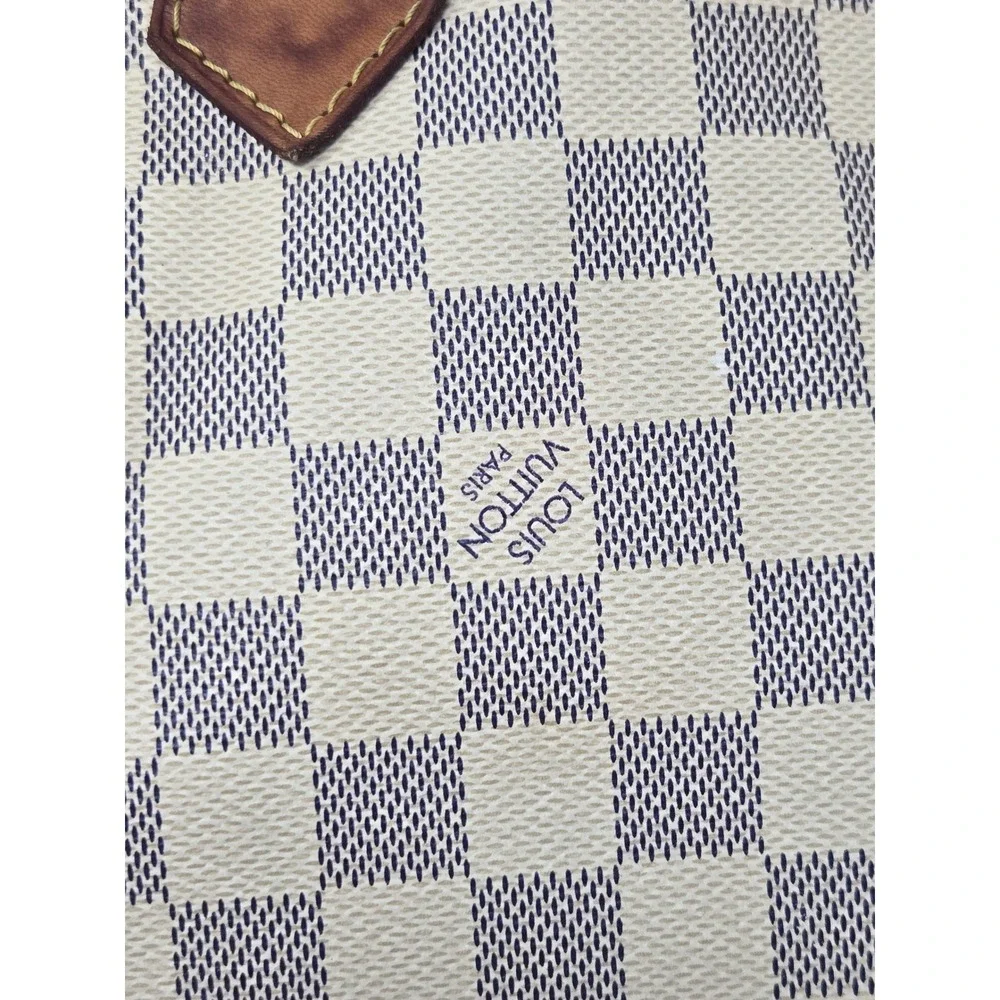 Louis Vuitton Speedy 30 Damier Azur Canvas Satchel Bag White Blue SD2151